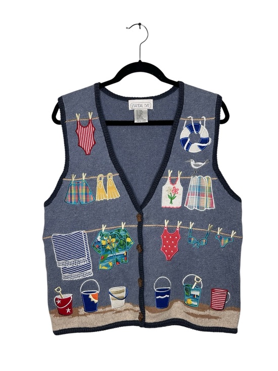 Mandal Bay Other - Mandal Day Light Blue Embroidered Summer Knit Vest